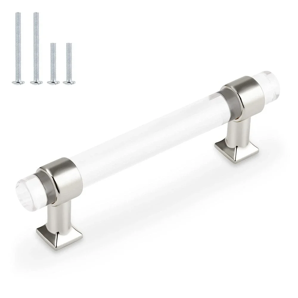 Orger 20 Pack Cabinet Handles 4 Inch Hole Center Clear Acrylic Chrome Pulls